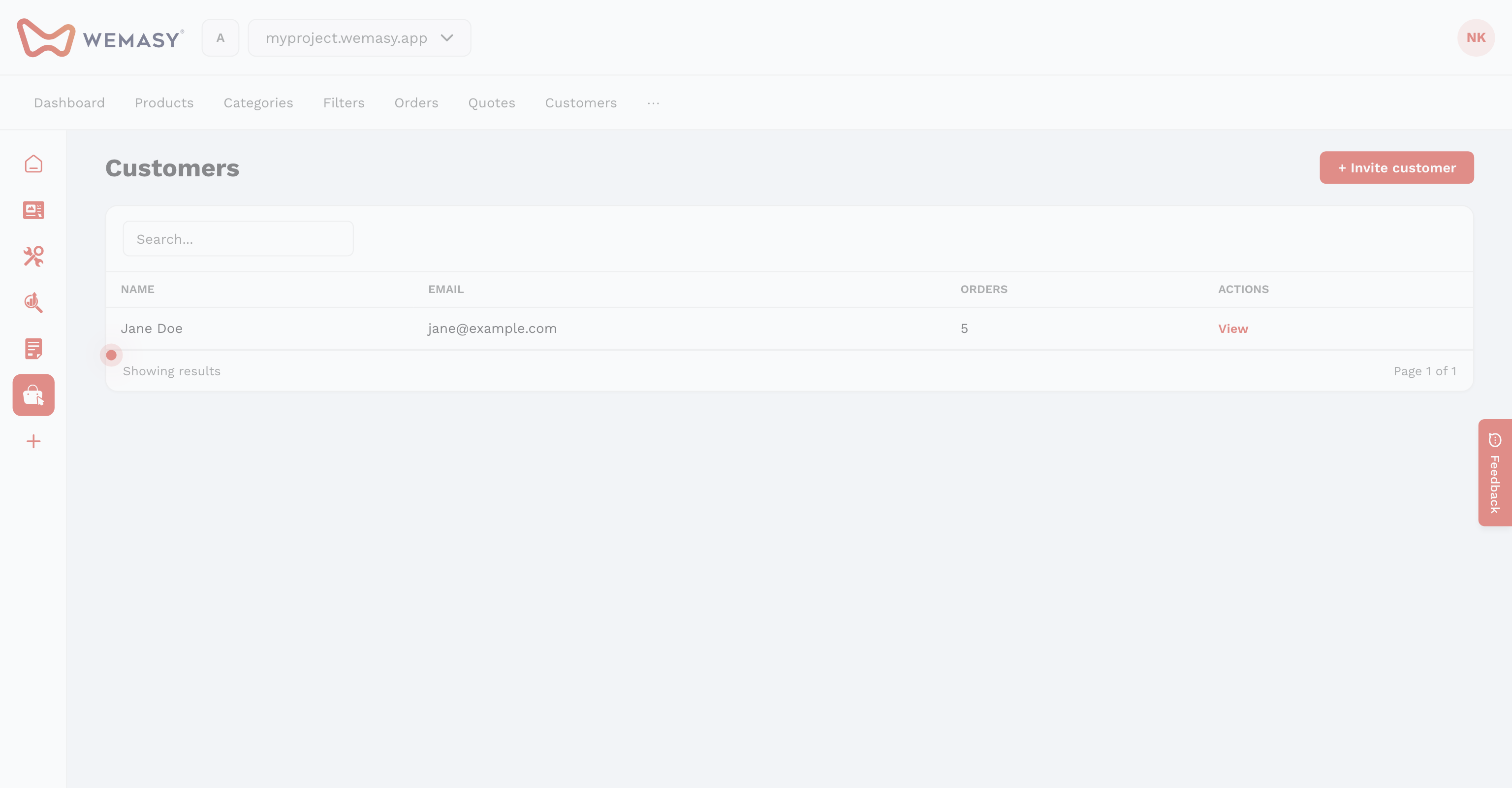Tienda online: lista de clientes