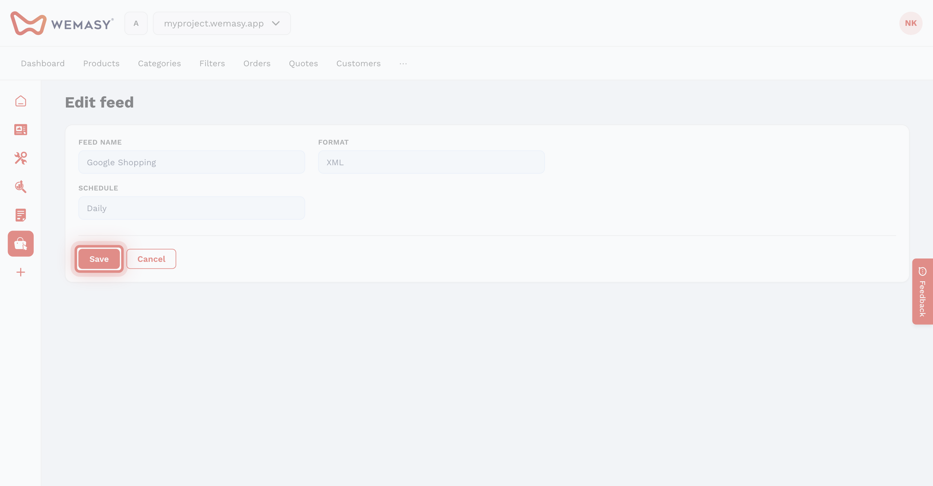 Tienda online: crear un feed