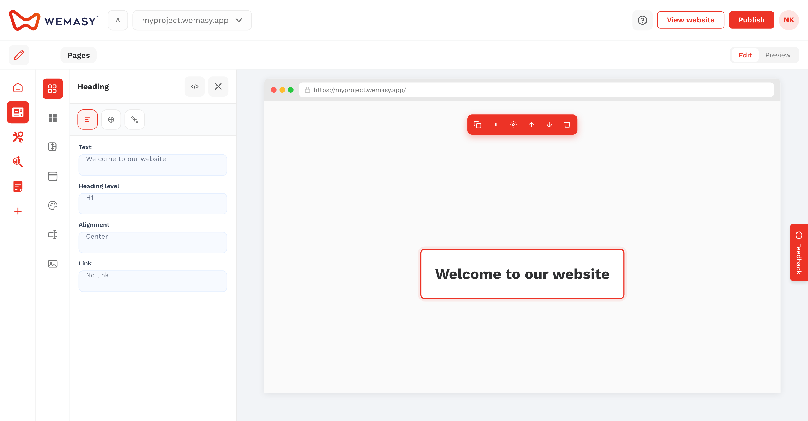 Creador de webs: estilo de cada elemento