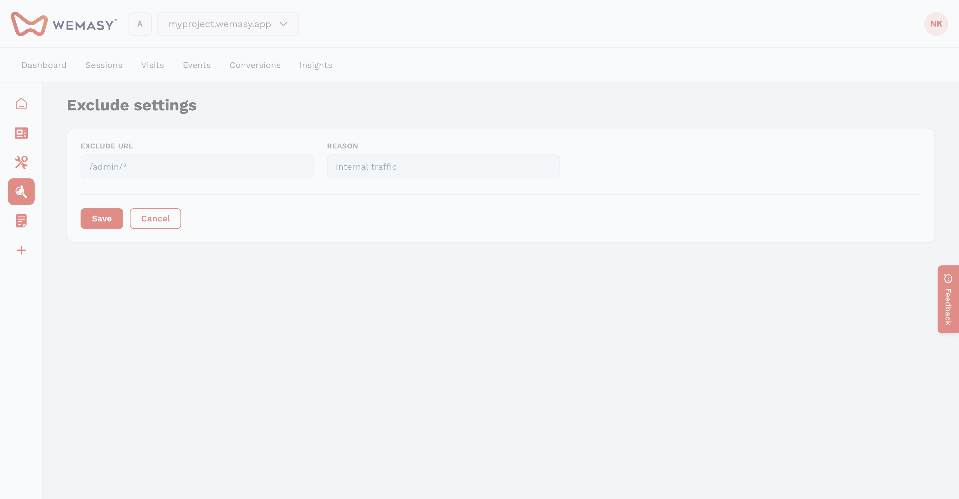 Analítica y estadísticas: configuración de exclusiones