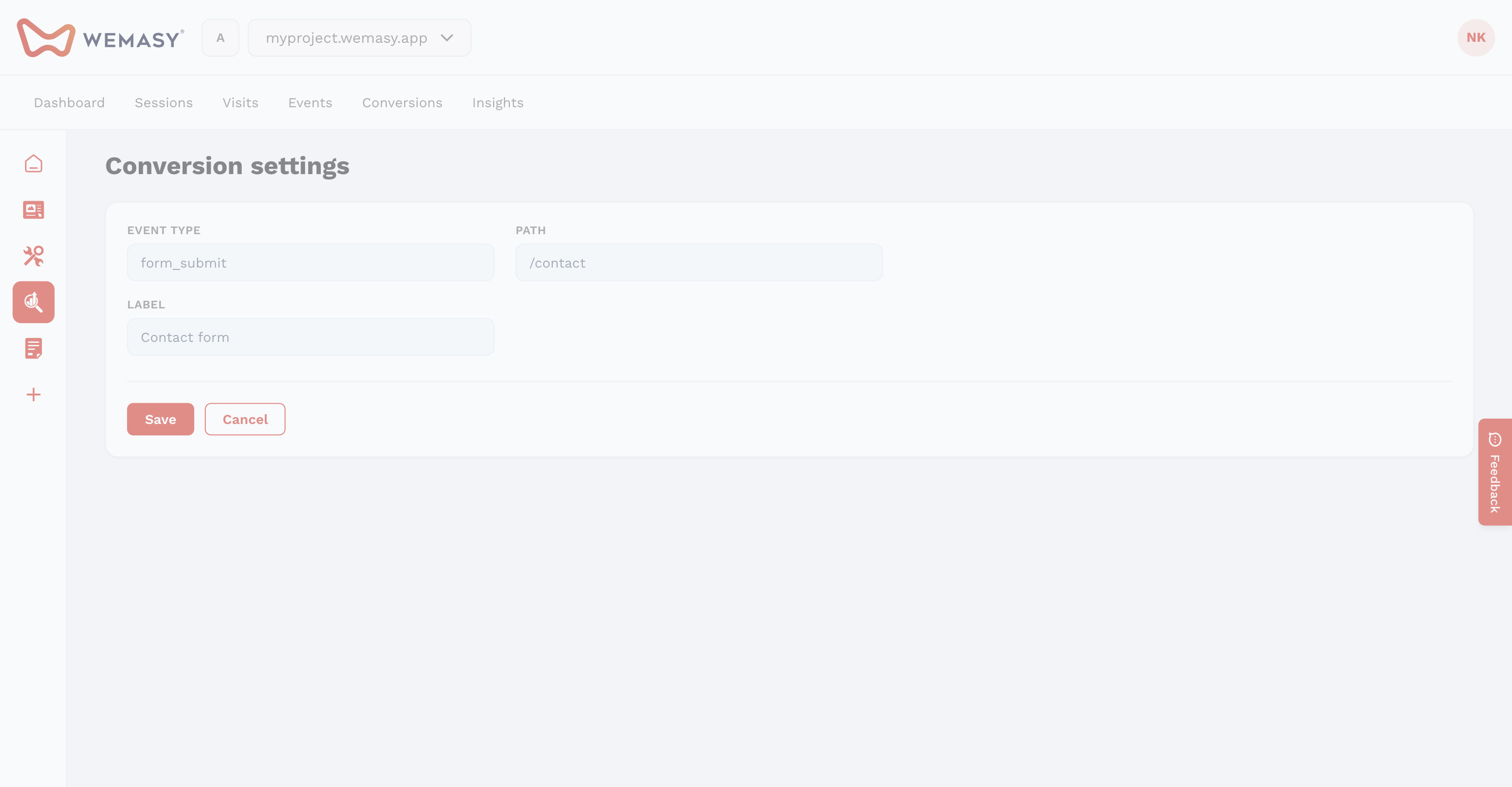Analítica y estadísticas: configuración de conversiones