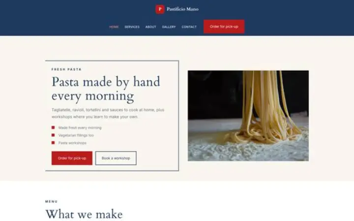Web para tienda de pasta fresca