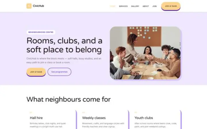 Web para centro de barrio
