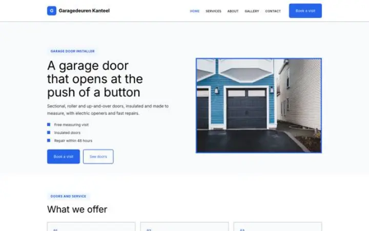 Web para instalador de puertas de garaje