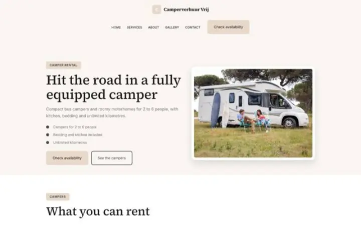Web para alquiler de autocaravanas