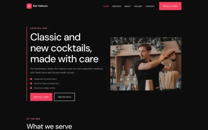Web para coctelería