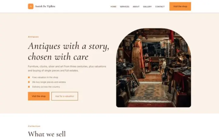 Web para tienda de antigüedades