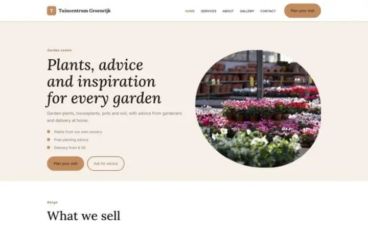 Web para centro de jardinería