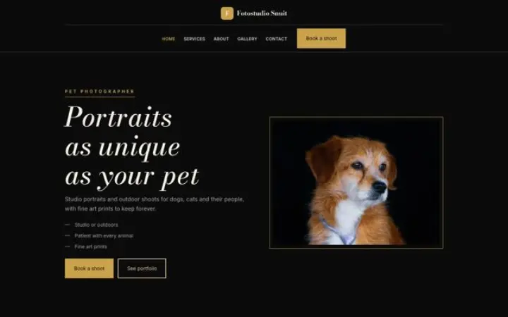 Web para fotografía de mascotas