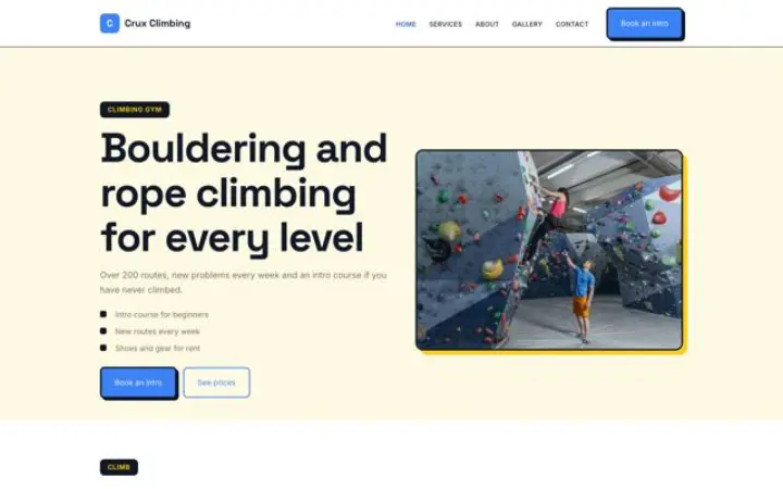 Web para rocódromo de escalada y búlder