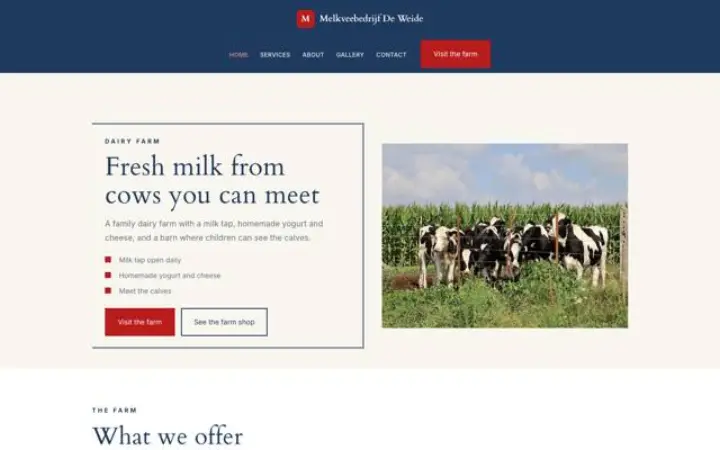 Web para granja lechera