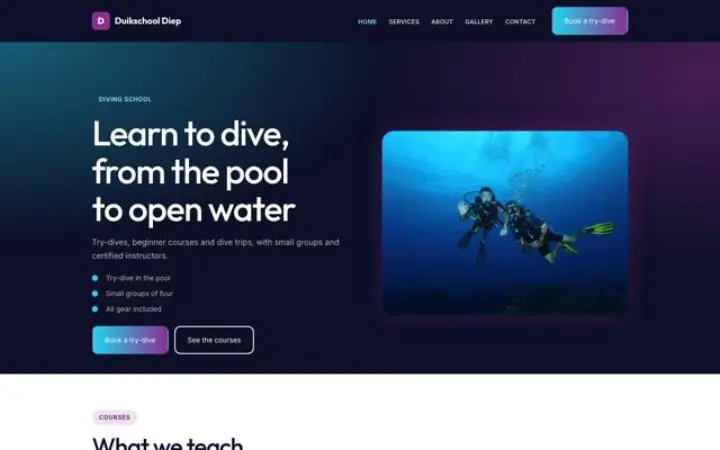 Web para escuela de buceo