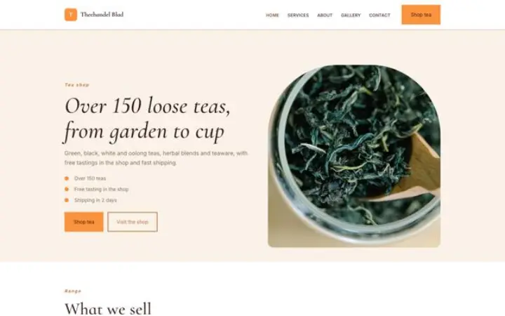 Web para tienda de té