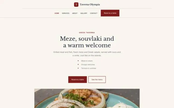 Web para restaurante griego