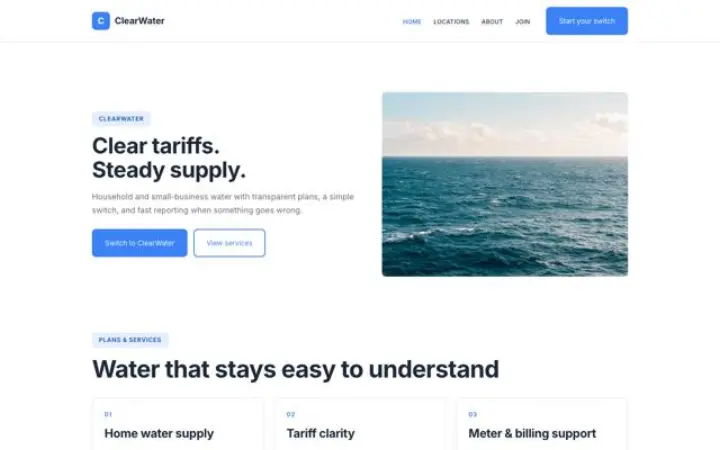 Web para suministro de agua
