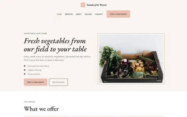 Web para cestas de verdura