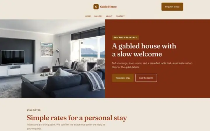Web para bed & breakfast