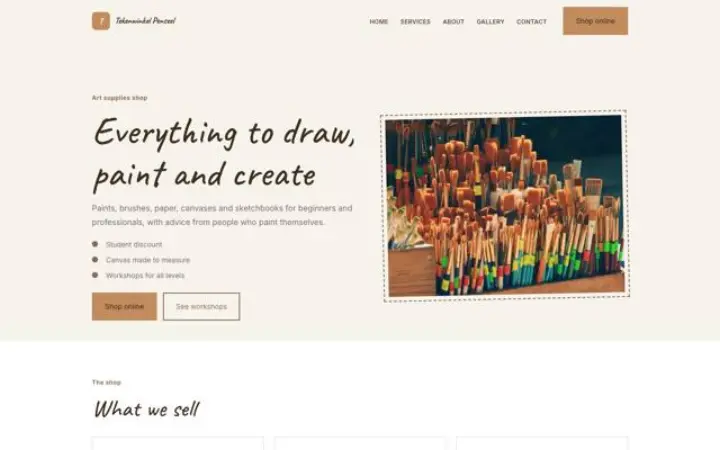 Web para tienda de bellas artes