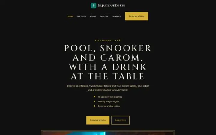 Web para café billar