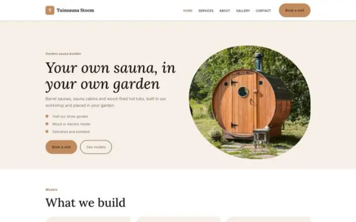 Web para _blocked_ de saunas de jardín