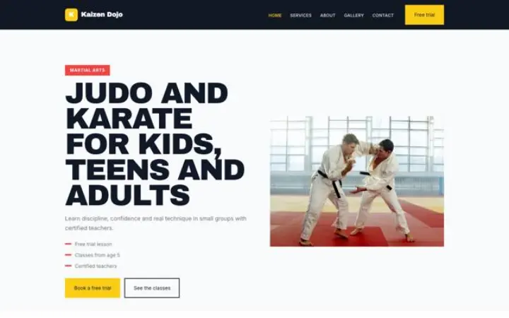Web para escuela de artes marciales