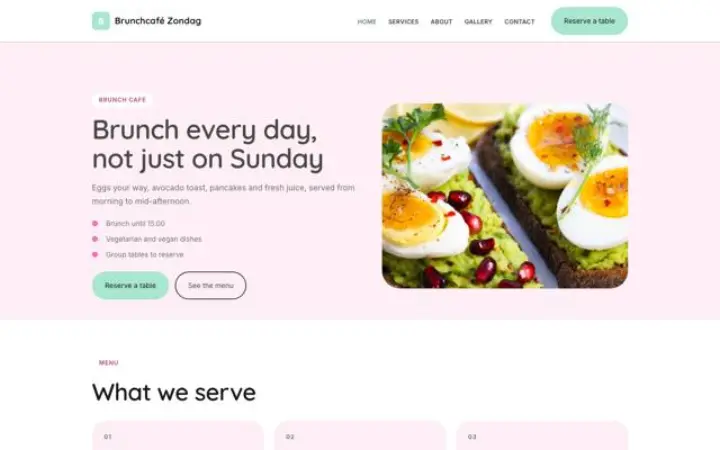 Web para café de brunch
