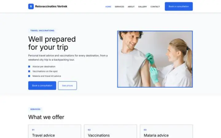 Web para centro de vacunación internacional