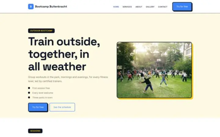 Web para bootcamp al aire libre