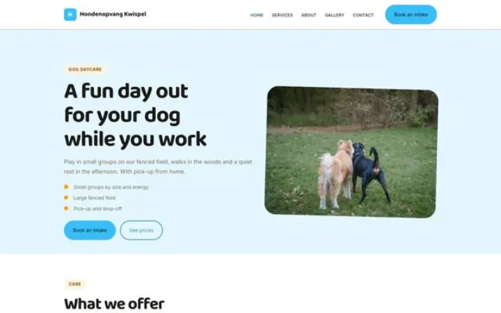 Web para guardería canina