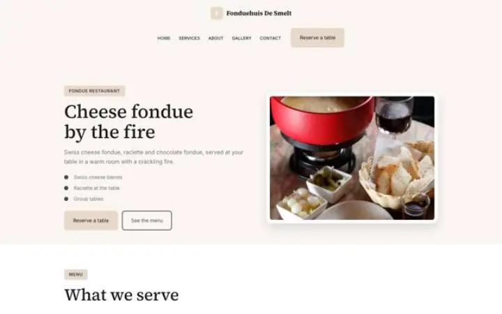 Web para restaurante de fondue