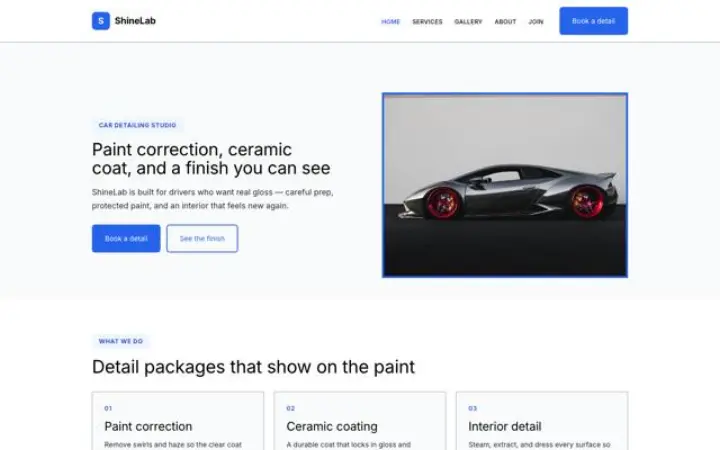 Web para detailing de coches
