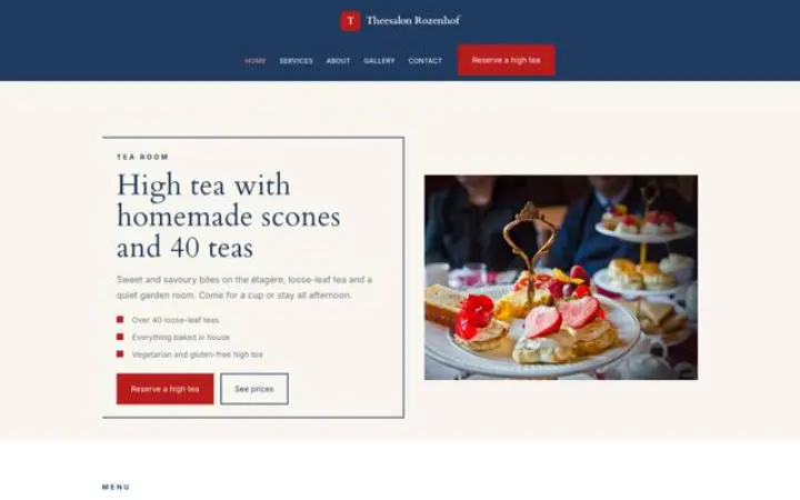 Web para salón de té