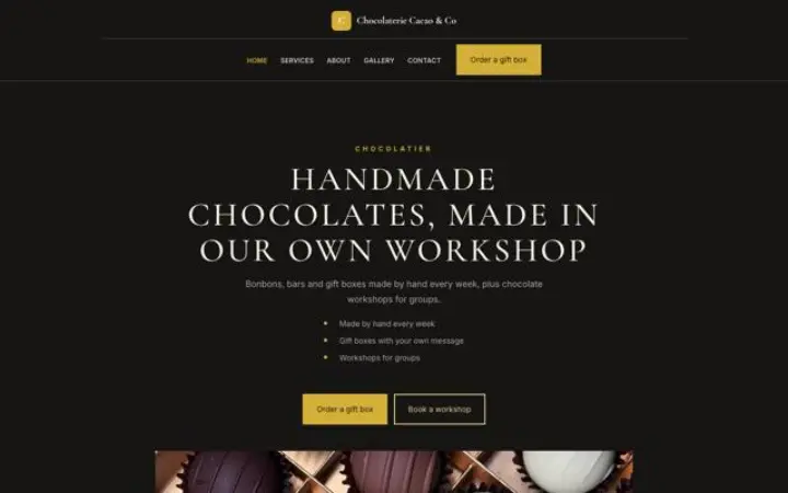 Web para chocolatería