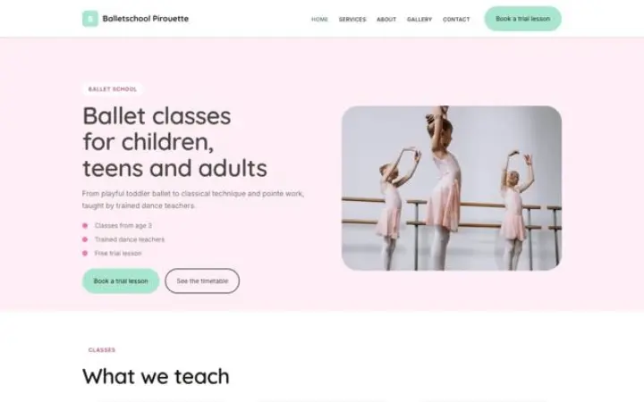 Web para escuela de ballet