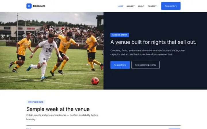 Web para arena para eventos