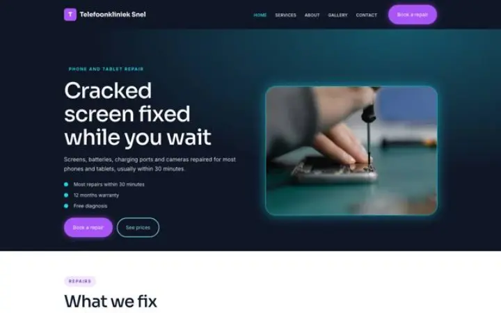 Web para reparación de móviles