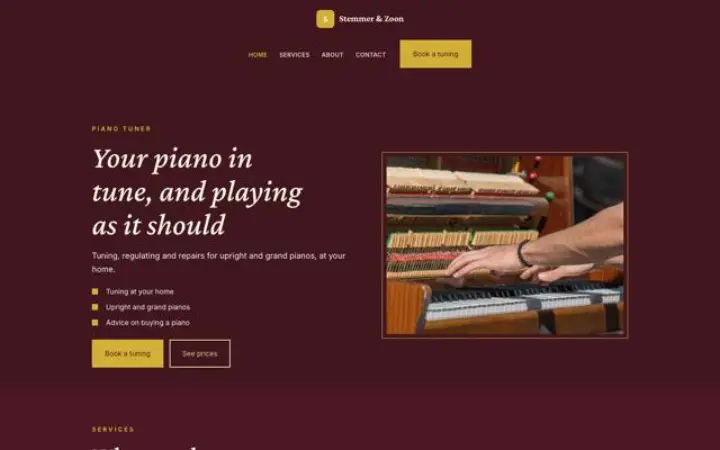 Web para afinador de pianos
