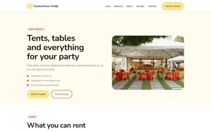 Web para alquiler para fiestas