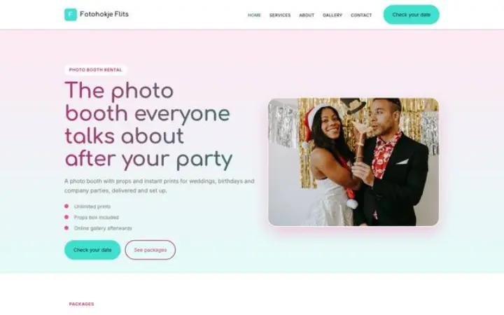 Web para alquiler de fotomatón