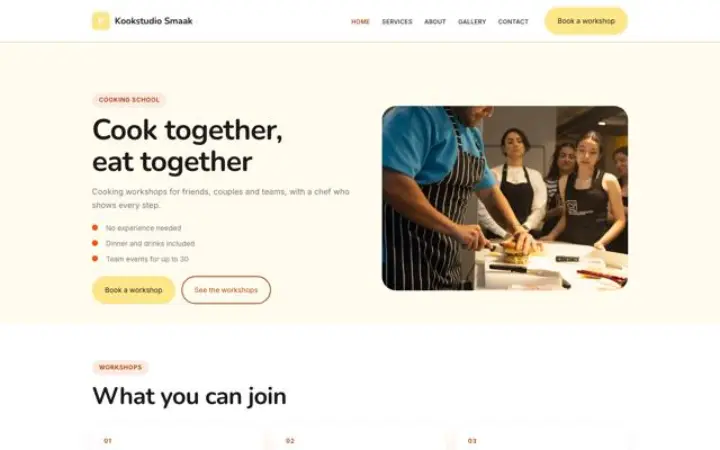 Web para escuela de cocina