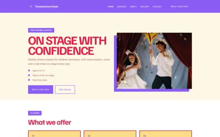 Web para escuela de teatro infantil