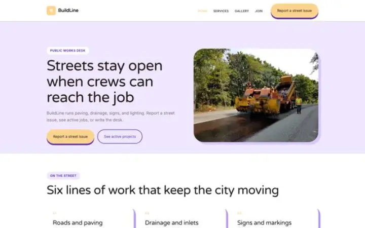 Web para obras públicas