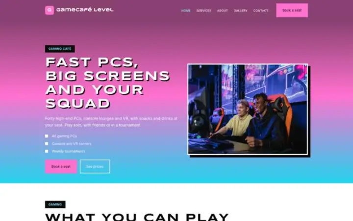 Web para gaming café