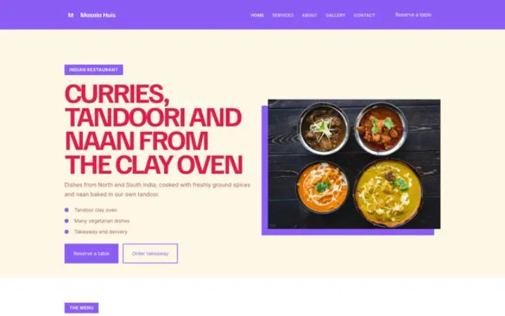 Web para restaurante indio