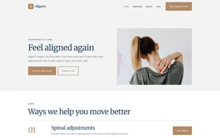 Web para quiropráctica
