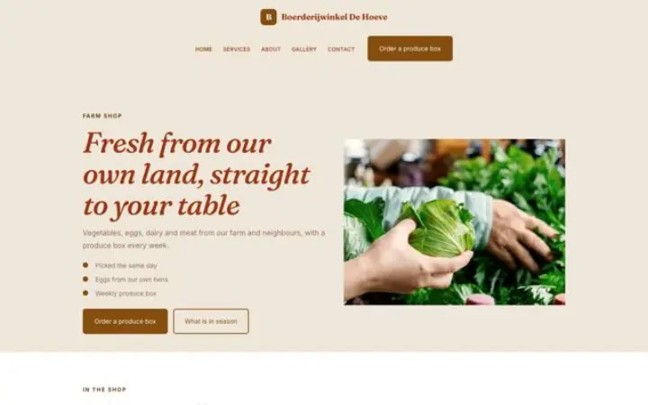 Web para tienda de granja