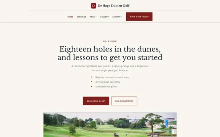 Web para club de golf