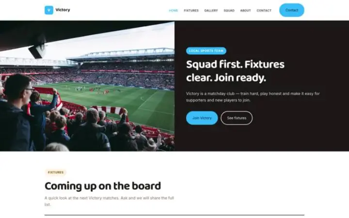 Web para equipo deportivo