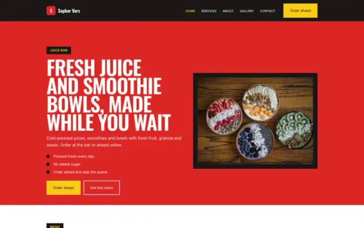 Web para bar de zumos