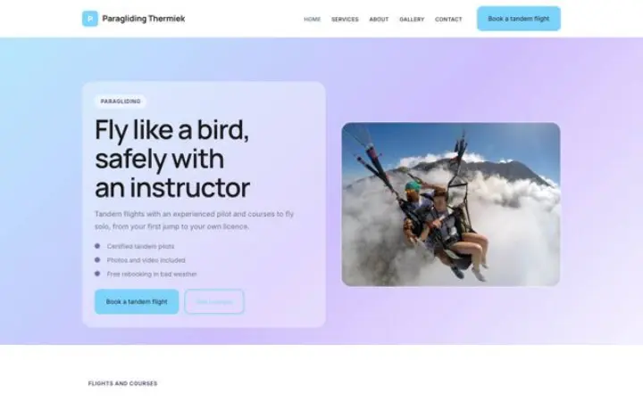Web para escuela de parapente